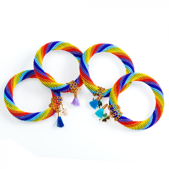 Rainbow Spirit  Bead Crochet Bracelet