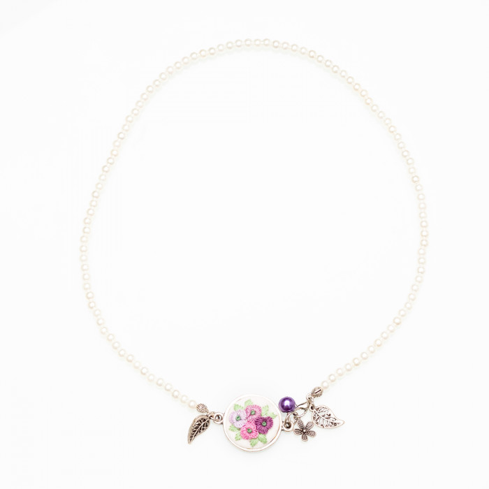 ZENA  Cross Stitch Flower Necklace