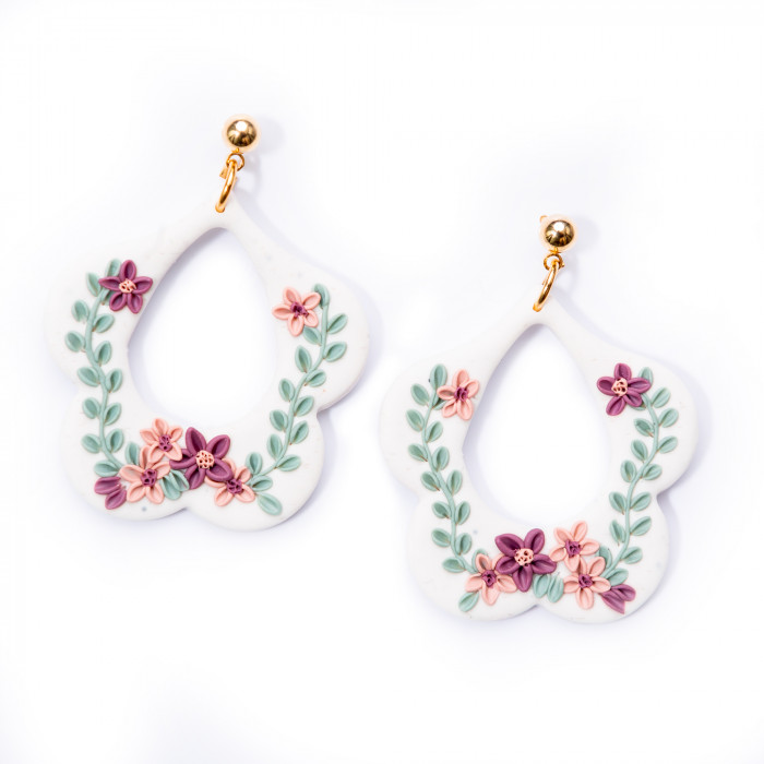  White Flowerbox Earrings