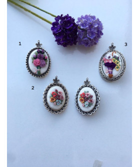 Esther - Rococo Pins with Flower Embroidery