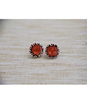 Round Orange Earrings