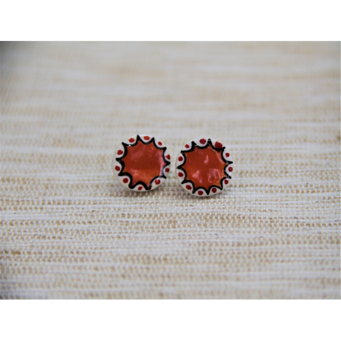 Round Orange Earrings