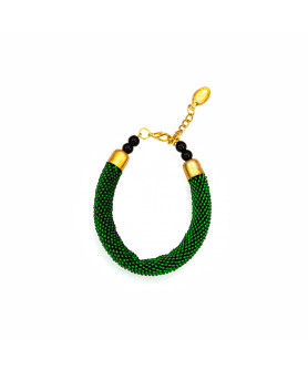 Green Bead Crochet Bracelet